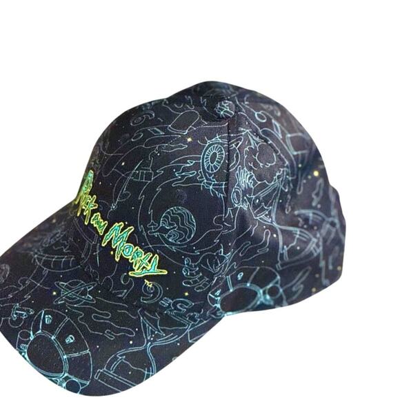 Rick and Morty Hat Unisex Adjustable Black Galaxy Print Cartoon Streetwear - Picture 2 of 6